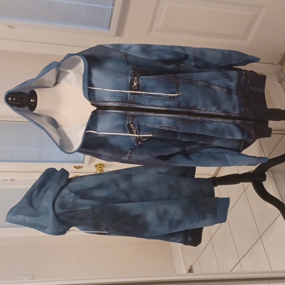 4/$80 New Zippered Hoodie - 3D Print Of Denim Jacket - Size 4XL